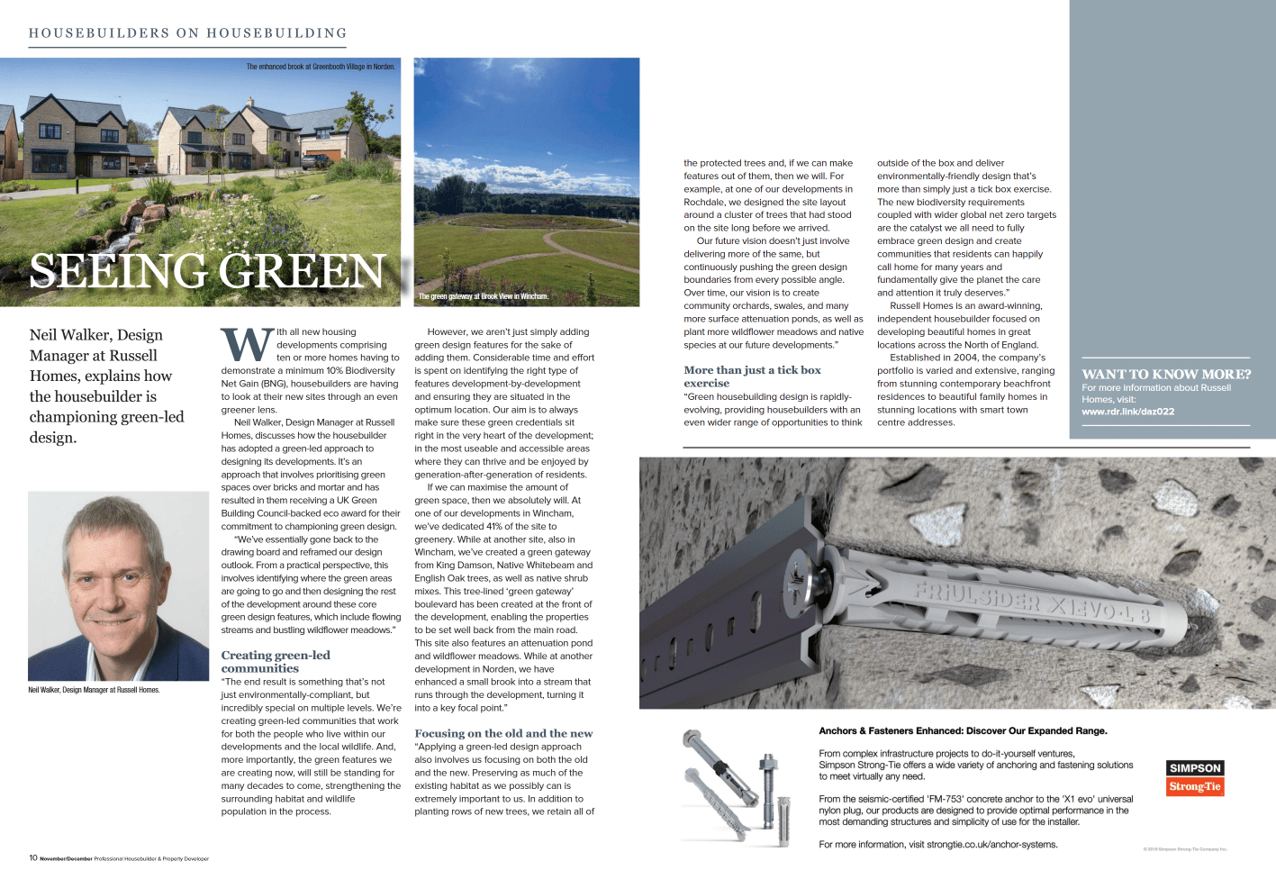 Professional Housebuilder and Property Developer double page feature.